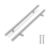 Flexzion T bar Handle Pull manopole bulloneria 40,6 cm set da cucina in acciaio INOX porta cassetto mobili apparecchio Euro style con viti di montaggio, Stainless-Steel, 10 pz