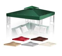 Flexzion Telo di ricambio per gazebo 3,0 m x 3,0 m - Copertura superiore a doppio livello con protezione UV30+, resistente a sporco e acqua per esterni, ombra, giardino, patio, padiglione (Verde)