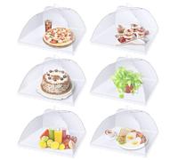 Flexzion - Tenda protettiva per alimenti, in rete, per proteggere gli ombrelli da mosche, insetti, zanzare, vespe, ideale per picnic all'aperto, cena di frutta, riutilizzabile e pieghevole 6 Pack
