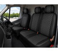 Flexzon Coprisedili Per Van Ford Transit & Custom In Pelle PU Nera White Diamond
