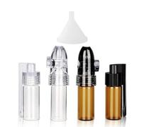 Fleymu 4 Pezzi Bottiglia di Spezie in Polvere con Cucchiaio, Scatola in Vetro a Prova di Perdite, con Mini Imbuto, Dosatore Dosatore Snuff Sniff, per Kit da Viaggio(51 mm)