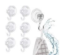Fleymu 6 Pezzi Ganci a Ventosa Bagno Super Resistenti 5KG per Doccia Bagno Cucina Finestra e Vetro, Trasparente Gancio Ventosa Forte per Asciugamani Accappatoi