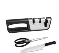 Fleymu Affilacoltelli Professionale 3 in 1, Affilacoltelli Manuale, Manico Ergonomico, Affilacoltelli per Coltelli da Cucina, Affilatura Facile e Veloce per Coltelli da Cucina e Professional
