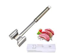 Fleymu Batticarne Acciaio Inox, Doppio Lato Schiaccia Carne 28 cm, Batti Carne da Cucina, Batticarne Professionale Ideale, Lavabile in Lavastoviglie, per Bistecca Manzo Pollo Maiale