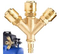 Fleymu Distributore Aria Compressa a 3 Vie, Distributore d'aria da 1/4 Pollici In Ottone Antiruggine, NW7.2 Distributore ad Innesto per Aria Compressa Attacco Rapido Tubo con filettatura esterna