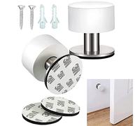 Fleymu Fermaporta in acciaio inox 2 pezzi, fermaporta da parete in gomma, adesivo da parete, 4 x 4,3 cm, per cucina, camera da letto, ufficio (bianco)