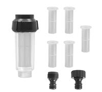 Fleymu, filtro dell'acqua da giardino, filtro dell'acqua per camper, 3/4 pollici, prefiltro dell'acqua con 5 inserti filtranti + 2 adattatori rapidi per idropulitrici, irrigazione da giardino, camper