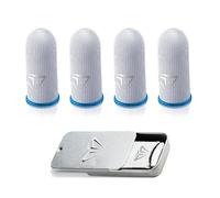 Fleymu Manicotti per Dita Gaming, 4 Pezzi Guanti Elettronici con Fibra di Vetro Argentata, Ultra Sottile Anti-Sudore per Touchscreen, Confezione in Scatola di Ferro per PUBG Mobile, cod Mobile