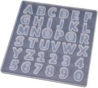 Fleymu Stampo Silicone con Numeri Lettere Stampi Gioielli Fatti Mano Strumento Caramella Cottura al Forno Muffa Gel di silice Creativi Muffa per Portachiavi Numero Civico Ciondoli Cioccolato Zucchero