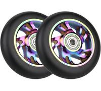 Fleymu Stunt Scooter Ruote, 2 Pezzi 100 mm Stunt Scooter Ricambio Rotelle, Ruote per freestyle Scooter con ABEC-9 Cuscinetto per la Maggior Parte dei Motorini Stunt e 100mm Motorini Ruote
