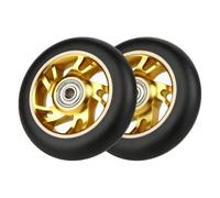 Fleymu Stunt Scooter Ruote, 2 Pezzi 100 mm Stunt Scooter Ricambio Rotelle, Ruote per freestyle Scooter con ABEC-9 Cuscinetto per la Maggior Parte dei Motorini Stunt e 100mm Motorini Ruote (dorato)