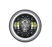 FLFHDUP Lampadine per motociclette Adatto per Yamaha Adatto per Harley Road King Faro anteriore rotondo da 7" Kit di illuminazione anteriore Faro per moto(7 Inch Skull)