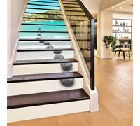 FLFK 3D ciottolo Sentiero alla spiaggia Autoadesiva Le scale alzata Murale Vinile decalcomania Adesivi per scale decorazione 39,3 pollici x7,08 pollici x 15 pezzi