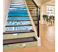 FLFK 3D Luce del sole Oceano Spiaggia Autoadesiva Le scale alzata adesivo Vinile decalcomania Adesivi per scale decorazione 39,3 pollici x7,08 pollici x 15 pezzi