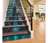 FLFK 3D Paesaggio della cascata di roccia retrò Stacca e attacca Le scale alzata Adesivi Vinile decalcomania adesivi per scale scale decorazione 39,3 pollici x7,08 pollici x 13 pezzi