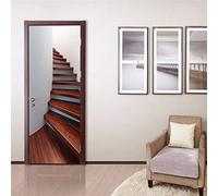 FLFK 3D Scala a chiocciola in legno Autoadesiva Adesivo per porta 85x215cm(Set di 2 fogli)-Murale Stacca e attacca Foto Adesivo da parete decalcomania Salotto Camera da letto arredamento