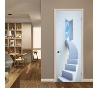 FLFK Adesivi per porte 3D Stacca e attacca 77x200cm(Set di 2 fogli) - Scale a chiocciola bianche Carta da parati autoadesiva per pareti e porte poster per la camera da letto