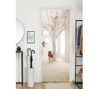 FLFK Adesivi per porte Stacca e attacca - Albero floreale spaziale Carta da parati autoadesiva per pareti e porte poster per la camera da letto e il soggiorno 77x200cm