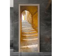 FLFK Adesivi per porte Stacca e attacca - Modello di scala a tunnel Carta da parati autoadesiva per pareti e porte poster per la camera da letto e il soggiorno 77x200cm