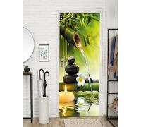 FLFK Adesivi per porte Stacca e attacca - Paesaggio verde di bambù Carta da parati autoadesiva per pareti e porte poster per la camera da letto e il soggiorno 77x200cm
