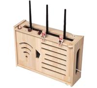 FLFLF Scatola portaoggetti da parete per router WiFi con gestione dei cavi e design pieghevole, organizer creativo in legno per set-top box TV, modem, soggiorno/ufficio (senza trapano, dissipazione