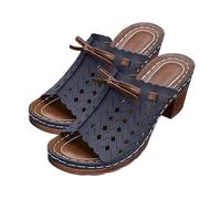 FLFXYFB 2025 Graddi Archrelief Sandals,Fashionable Comfortable Orthopedic Platform Chunky Heels Shoes,Hollow Summer Outdoor Sandal for Women (41,Blue)