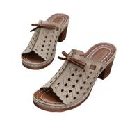 FLFXYFB 2025 Graddi Archrelief Sandals,Fashionable Comfortable Orthopedic Platform Chunky Heels Shoes,Hollow Summer Outdoor Sandal for Women (36,Khaki)