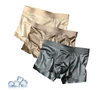 FLFXYFB Elegant Silk Men's Ice Silk Underwear Mulberry Men's Boxer Briefs,Luxury Moisture-Wicking Breathable,Cool Dry Ice Silk Boxer Briefs (3PCS-A,XL)