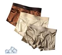 FLFXYFB Elegant Silk Men's Ice Silk Underwear Mulberry Men's Boxer Briefs,Luxury Moisture-Wicking Breathable,Cool Dry Ice Silk Boxer Briefs (3PCS-D,XL)