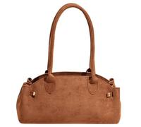 FLFXYFB Women's Faux Suede Boston Bowler Suede Fall Trendy Tote Purse Bowler bag Top Handle Designer Hobo Handbag (Khaki)