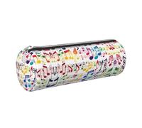 FLGHJNBJN Astuccio in pelle colorata con note musicali carine in pelle ecologica a grana incrociata, cerniera liscia, porta cilindro di grande capacità, Argento, Taglia unica, Porta carte