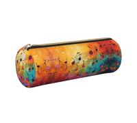 FLGHJNBJN Astuccio in pelle colorata con note musicali carine in pelle ecologica a grana incrociata, cerniera liscia, porta cilindro di grande capacità, Oro, Taglia unica, Porta carte