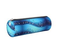 FLGHJNBJN Astuccio in pelle con note musicali blu cielo carino ecopelle a grana incrociata, cerniera liscia, porta cilindro di grande capacità, Argento, Taglia unica, Porta carte