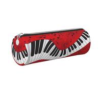 FLGHJNBJN Astuccio in pelle con note musicali e pianoforte in pelle ecologica a grana incrociata, cerniera liscia, porta cilindro di grande capacità, Argento, Taglia unica, Porta carte