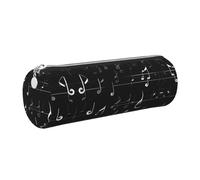 FLGHJNBJN Astuccio in pelle con note musicali nere in pelle ecologica a grana incrociata, cerniera liscia, porta cilindro di grande capacità, Argento, Taglia unica, Porta carte