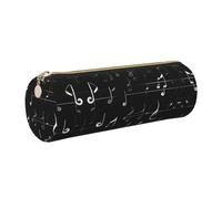 FLGHJNBJN Astuccio in pelle con note musicali nere in pelle ecologica a grana incrociata, cerniera liscia, porta cilindro di grande capacità, Oro, Taglia unica, Porta carte