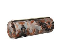 FLGHJNBJN Astuccio in pelle con schegge di rame con texture marmorizzata in pelle ecologica a grana incrociata, cerniera liscia, porta sacchetto cilindrico di grande capacità, Oro, Taglia unica, Porta