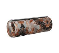 FLGHJNBJN Astuccio in pelle con schegge di rame con texture marmorizzata in pelle ecologica a grana incrociata, cerniera liscia, porta sacchetto cilindrico di grande capacità, Argento, Taglia unica