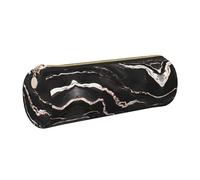 FLGHJNBJN Astuccio in pelle nera con marmo rosa e oro rosa in pelle ecologica a grana incrociata, cerniera liscia, porta cilindro di grande capacità, Oro, Taglia unica, Porta carte