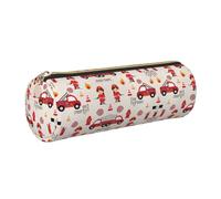 FLGHJNBJN Astuccio in pelle per bambini e bambine in vigili del fuoco carino astuccio ecologico in pelle a grana incrociata, cerniera liscia, porta cilindro di grande capacità, Oro, Taglia unica