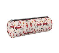 FLGHJNBJN Astuccio in pelle per bambini e bambine in vigili del fuoco carino astuccio ecologico in pelle a grana incrociata, cerniera liscia, porta cilindro di grande capacità, Argento, Taglia unica