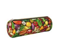 FLGHJNBJN Astuccio per matite in pelle ecologica con frutta e verdura fresca, cerniera liscia, porta cilindro di grande capacità, Oro, Taglia unica, Porta carte