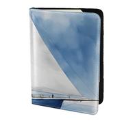 FLGHJNBJN Blue Sailboat 1 - Custodia per passaporto da viaggio con tasca porta documenti, in pelle sintetica