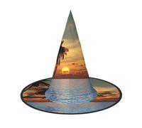 FLGHJNBJN Cappello da strega con palma al tramonto, cappello da strega per Halloween, accessorio per costume da strega per Halloween, cosplay, feste e vacanze