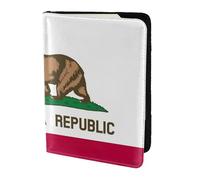 FLGHJNBJN Custodia per passaporto con stampa bandiera della California State con tasca portadocumenti, in pelle sintetica indispensabile per il viaggio