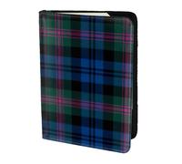 FLGHJNBJN Custodia per passaporto con stampa scozzese scozzese blu e verde con tasca porta documenti, in pelle sintetica indispensabile per il viaggio