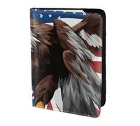 FLGHJNBJN Custodia per passaporto da viaggio con aquila con bandiera USA con tasca portadocumenti, indispensabile da viaggio in pelle sintetica