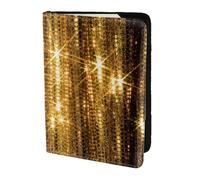 FLGHJNBJN Custodia per passaporto da viaggio con paillettes dorate e tasca porta documenti, indispensabile da viaggio in pelle sintetica