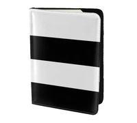 FLGHJNBJN Custodia per passaporto da viaggio con stampa a righe bianche e nere con tasca portadocumenti, in pelle sintetica indispensabile per il viaggio