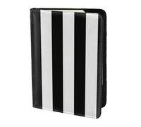 FLGHJNBJN Custodia per passaporto da viaggio con stampa a righe bianche e nere con tasca portadocumenti, in pelle sintetica indispensabile per il viaggio